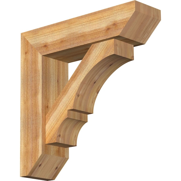 Ekena Millwork Balboa Slat Rough Sawn Bracket w/ Offset Brace, Western Red Cedar, 8"W x 30"D x 30"H BKT0806X30X30BOA06RWR - main